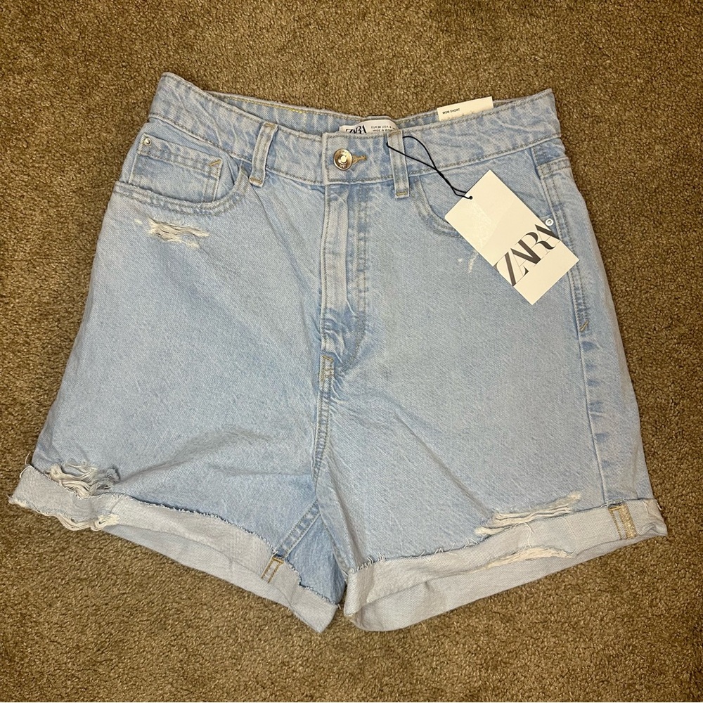 Zara Sky Blue Jean Shorts for Women